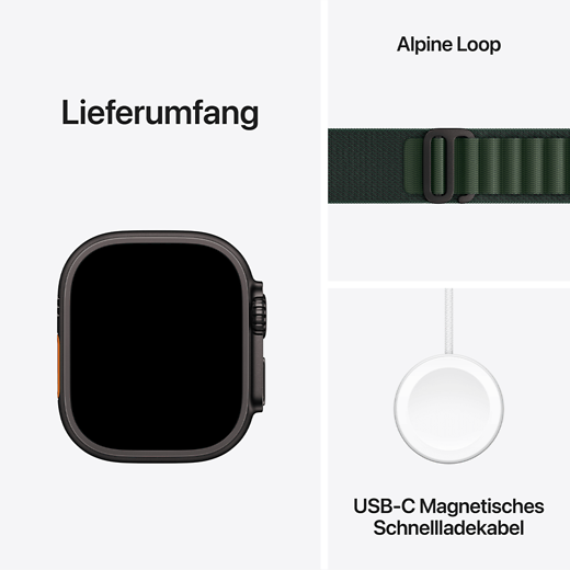 Apple Watch Ultra 2, GPS + Cellular, 49 mm, Titan Schwarz, Alpine Loop Dunkelgrün Medium - Gallerie 5